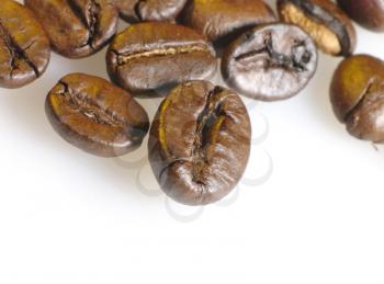 Royalty Free Photo of Coffee Beans on White