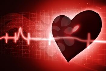 ECG abstract backgrounds with human 3D rendered heart