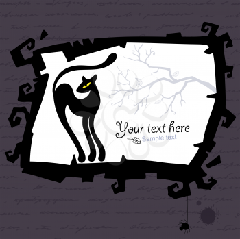 Royalty Free Clipart Image of a Black Cat Halloween Background