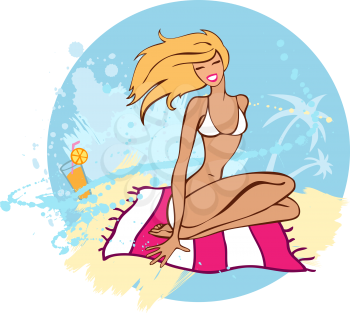 Royalty Free Clipart Image of a Girl on the Beach