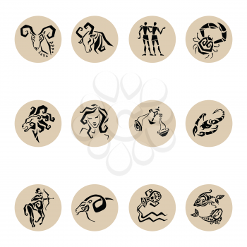 Horoscope. Twelve symbols of the zodiac signs.