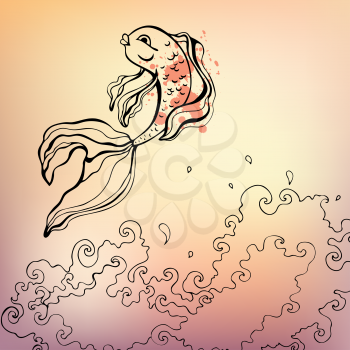 Goldfish. Hand drawn vector illustration.