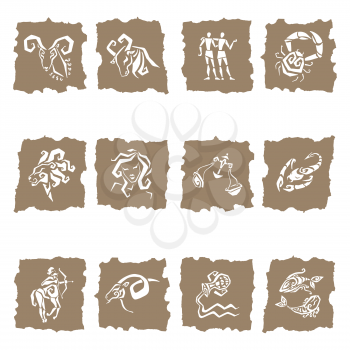 Horoscope. Twelve symbols of the zodiac signs.