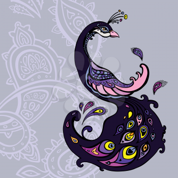 Peacock. Vector background. Decorative  illustration.
