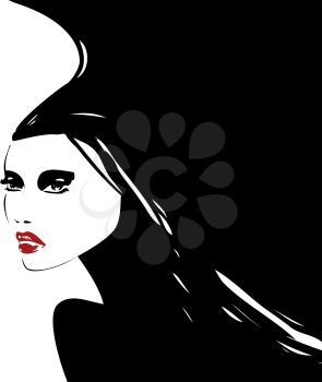 Woman Portrait. Vector  Illustration isolated over white.