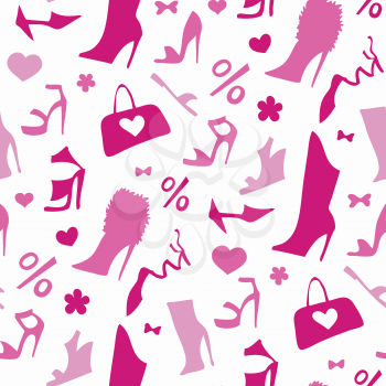 Background of women shoes. Seamless Vector pattern.