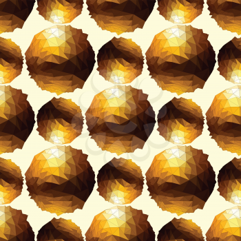 Gold sphere. seamless background. Abstract 3D polygonal pattern.