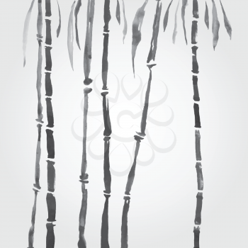 Bamboo in Chinese style. Vector hand drawn illustration.