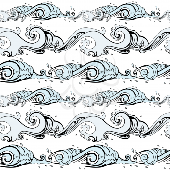 Grange Sea background. Hand drawn vector illustration