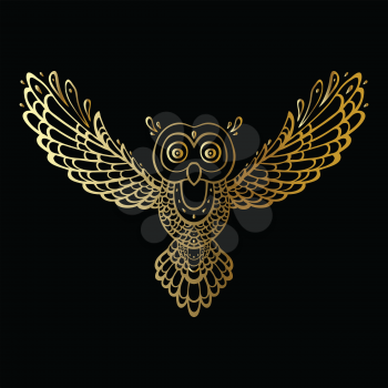 Owl. Tribal pattern. Polynesian tattoo style Vector illustration