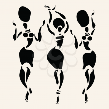 Figures of african dancers. Vector fashion illustration