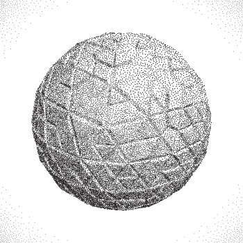 3D Vector illustration. Abstract shape. Halftone style