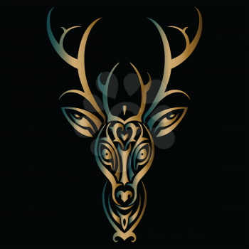 Deer head. Tribal pattern Polynesian tattoo style. Vector illustration.