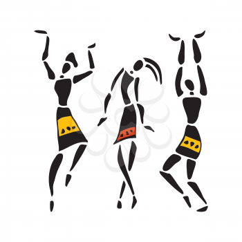 African dancers. Dancing woman in ethnic style. Vector Illustration.