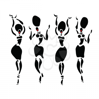African dancers. Dancing woman in ethnic style. Vector Illustration.
