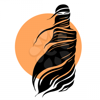 Abstract silhouettes of east girl. Beautiful Muslim woman. Vector Fashion illustration. White background