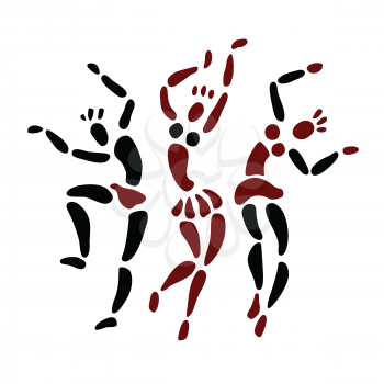 Tribal Dancing silhouettes. Oriental dancer Vector illustration