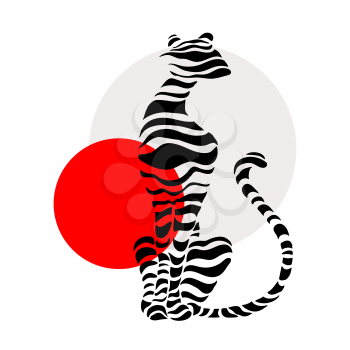 Abstract silhouettes of big cat. Beautiful Vector illustration. White background.