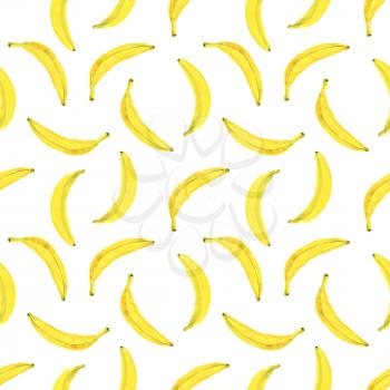 Bananas. Seamless Tropical pattern, watercolor hand drawn illustration
