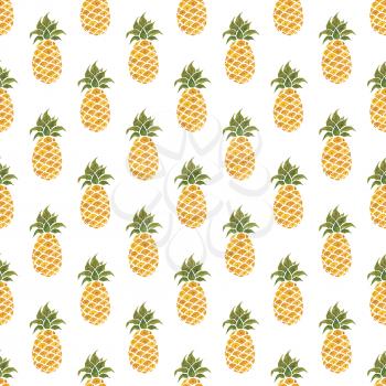 Pineapple background. Hand Drawn illustration. Watercolor Seamless pattern