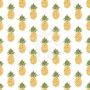 Pineapple background. Hand Drawn illustration. Watercolor Seamless pattern