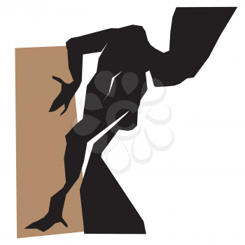 Silhouette young woman. Stylization for applique. Handmade illustration