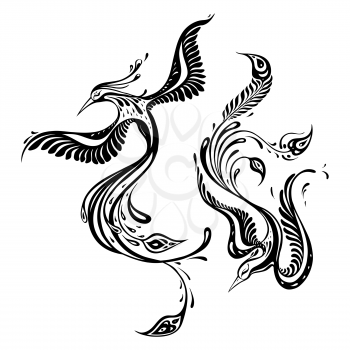 Beautiful peacock. Exotic bird. Vector hand drawn detailed illustration