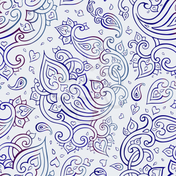 Beautiful Paisley seamless background. Elegant Ethnic Hand Drawn vintage Pattern