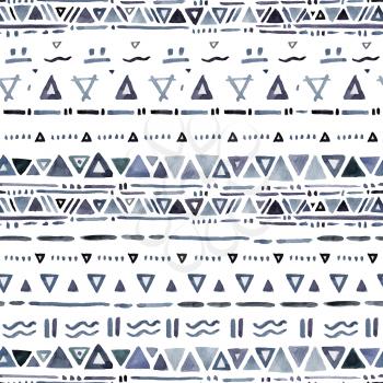 Abstract Hand drawn Ethnic pattern. Watercolor Seamless textile background