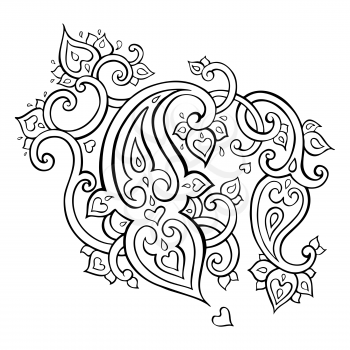 Paisley Ethnic ornament. Elegant Hand Drawn pattern. Vector illustration isolated.