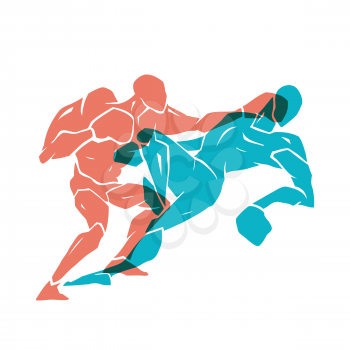 Silhouette of professional boxer. Boxing match. vector illustration on white background