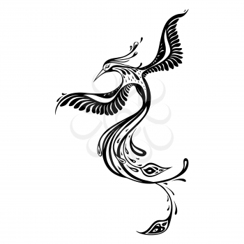 Beautiful peacock. Exotic bird. Vector hand drawn detailed illustration