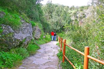 Royalty Free Photo of People on a Path to the Baths of Aphrodite in Akamas, Cyprus