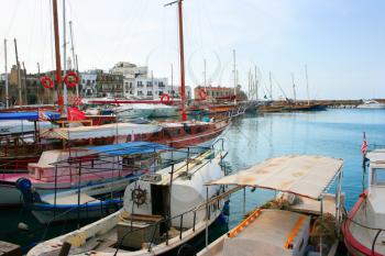 Royalty Free Photo of Boats in the Kyrenia Old Port in Northern Cyprus