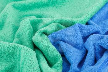 Colorful towels texture as a background, closeup picture.