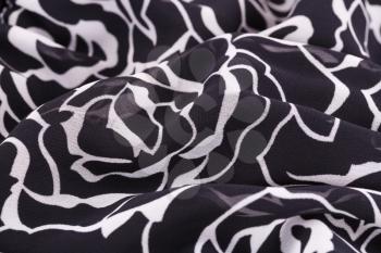 Black and white fabric background closeup picture.