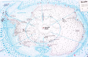 South Pole and Antarctida map.