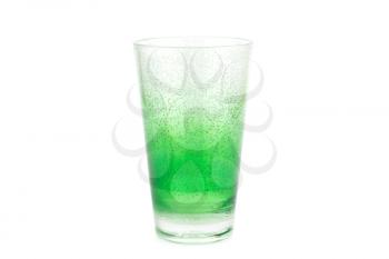 Green plastic glass isolated on white background.