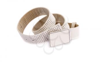 White stylish belt isolated on white background.