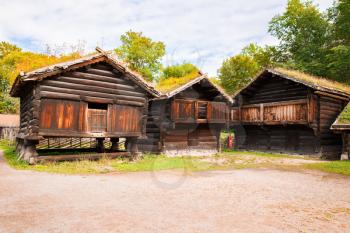 Traditional old wooden houses in Oslo, Norway.