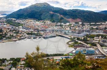 Top view of Bergen city in Norway.