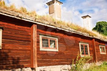 Traditional old house at Skansen, the first open-air museum and zoo, located on the island Djurgarden in Stockholm, Sweden.