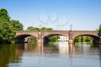 Fernsicht bridge on Alster lake in Hamburg, Germany.