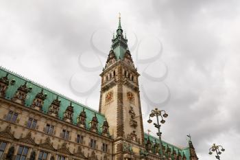 Rathaus or Town Hall building in Hamburg, Germany.