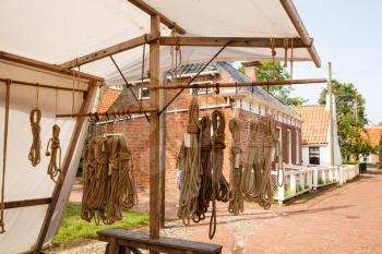 The houses and rope shop in the traditional fisherman village open-air museum (Zuiderzeemuseum), Netherland.