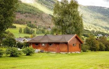 Wooden house in the rural place in Norway.