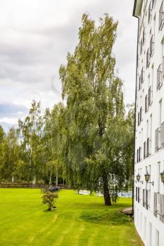 Landscape with garden and building in Norway.