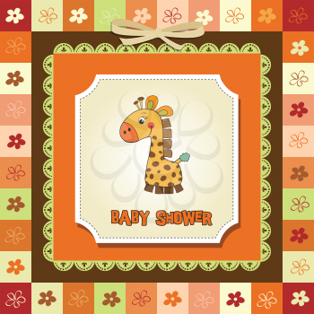 Royalty Free Clipart Image of a Baby Shower Invitation With a Giraffe on It
