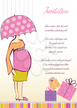 Royalty Free Clipart Image of a Pregnant Woman on a Shower Invitation