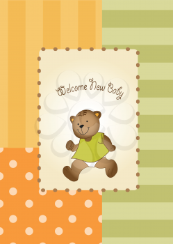 Royalty Free Clipart Image of a Birth Announcement With a Bear